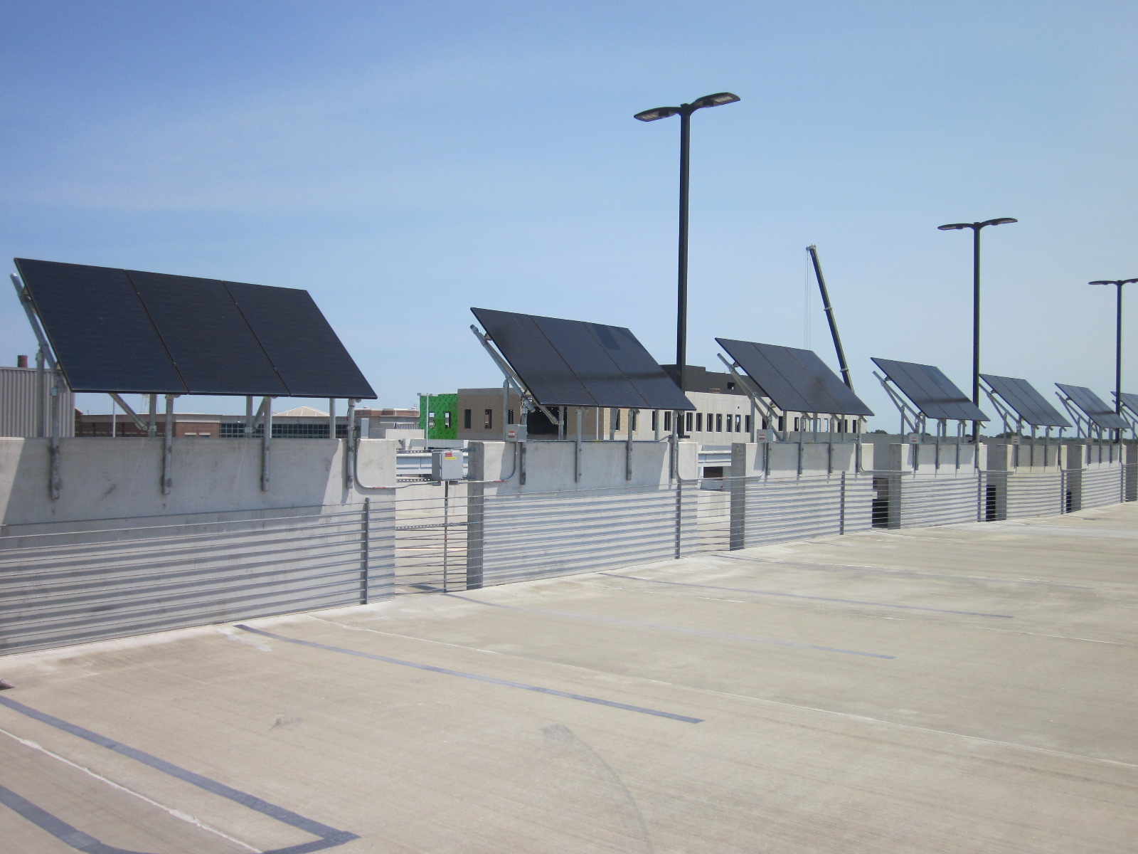 Solar pannels on the roof of County parking deck