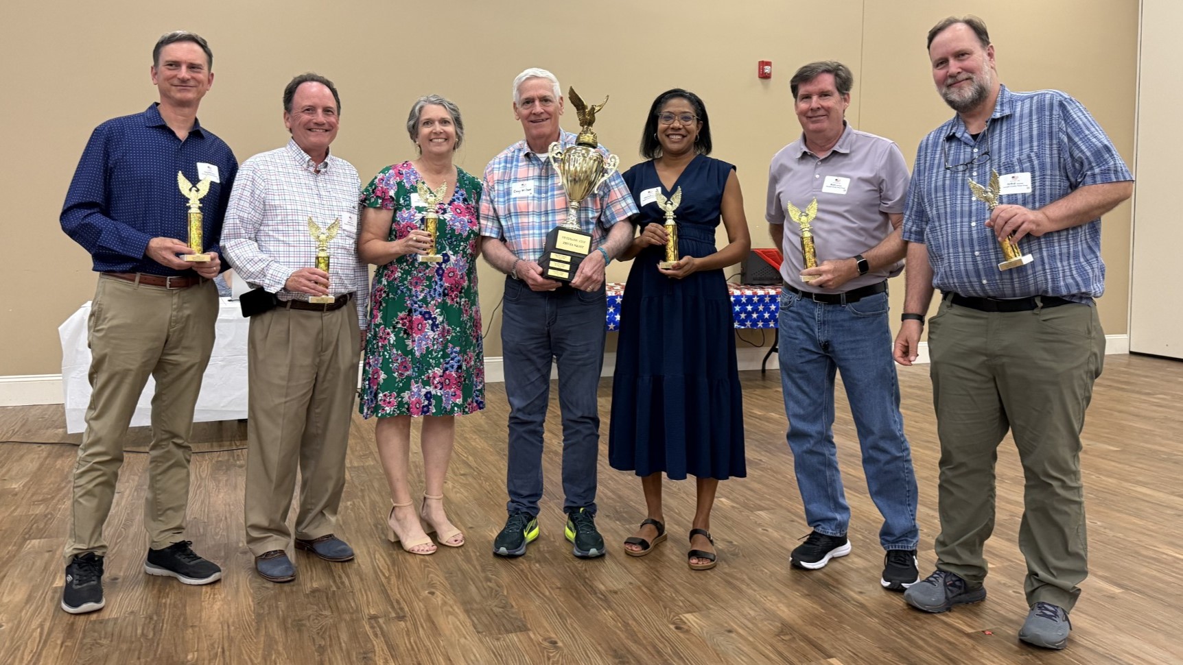 Forsyth County Veterans Cup team holding up thier awards